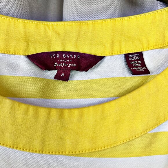 Ted Baker London Honor Dress in yellow and white stripes - Picture 2 of 9